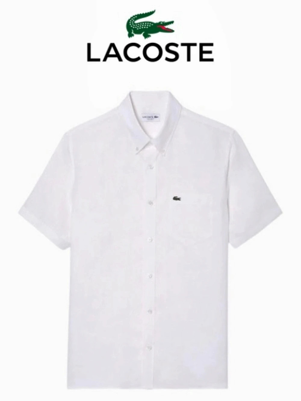 Lacoste Regular Fit short-sleeve button-down shirt Linen